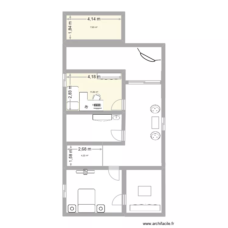 planta2. Floor plan with 3  and 24 m²
