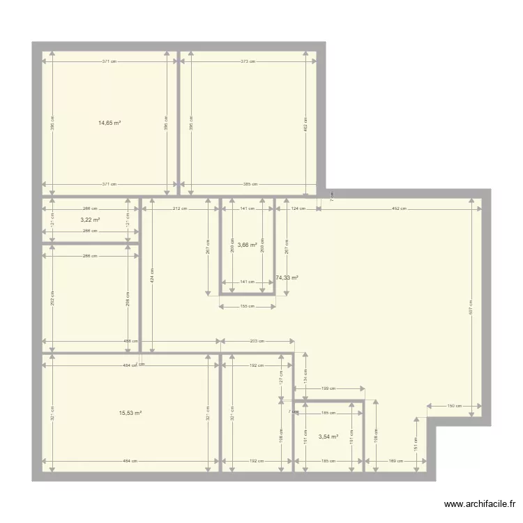 Maison en L. Floor plan with 