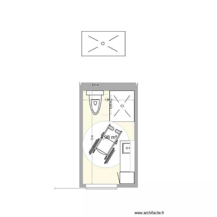 תכנית ח.אמבטיה סבתא 11.7.26 אסלה ליד אמצע הקיר. Floor plan with 1  and 5 m²