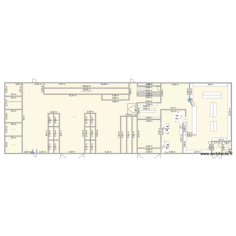 Temp warehouse with shop and offices / 35m x 15m warehouse not completed yet. Floor plan with 