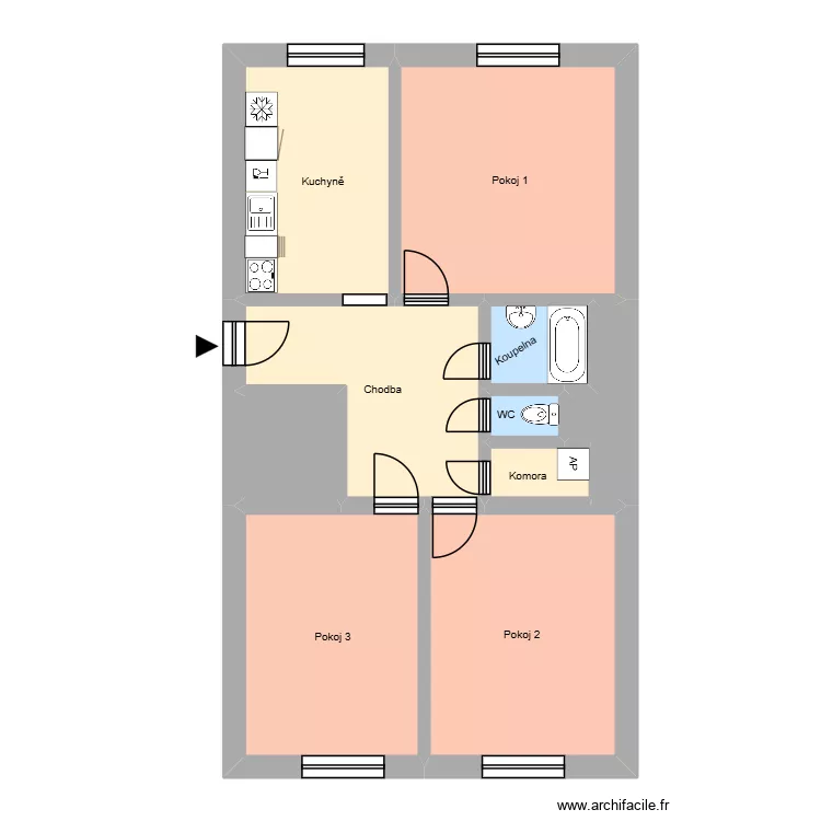 Hlavn&iacute; tř&iacute;da 430, byt 15. Floor plan with 14  and 199 m²