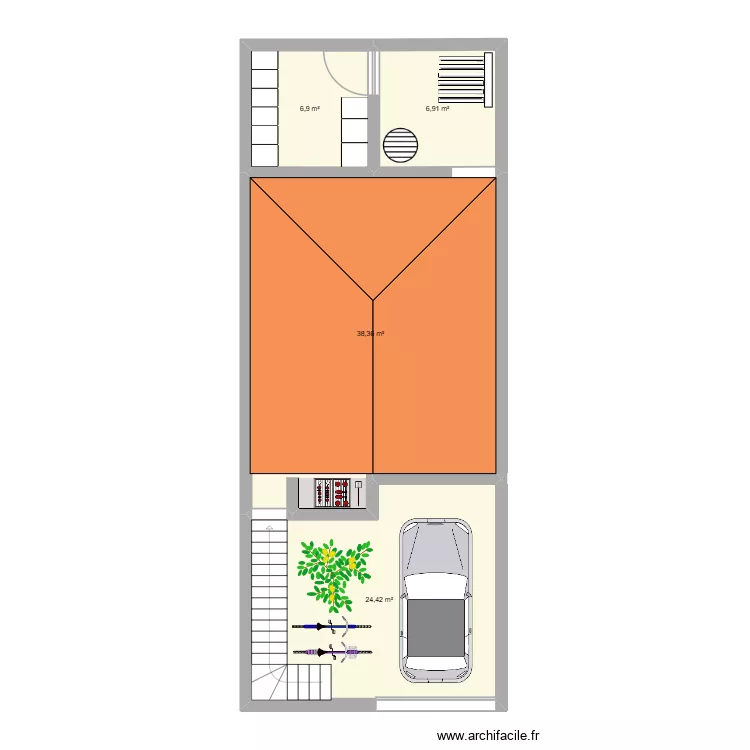 Planta 3 Villas de Reyes Celaya. Floor plan with 4  and 77 m²