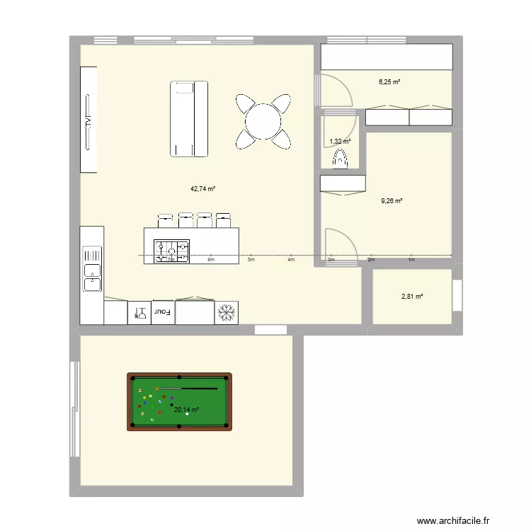 Extentsion1. Floor plan with 6  and 83 m²