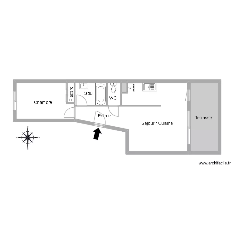 51439 COUTURIER. Floor plan with 7  and 47 m²