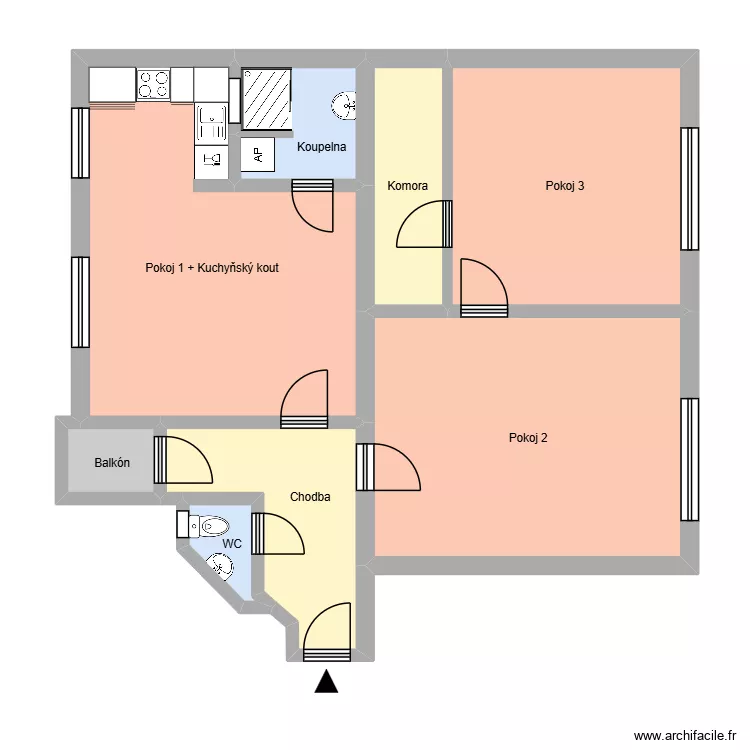 Myslbekova 528, byt 7. Floor plan with 12  and 202 m²