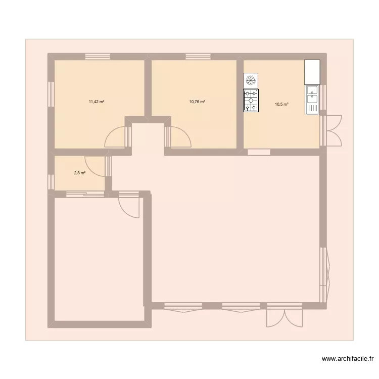 Ndeiya. Floor plan with 4  and 35 m²