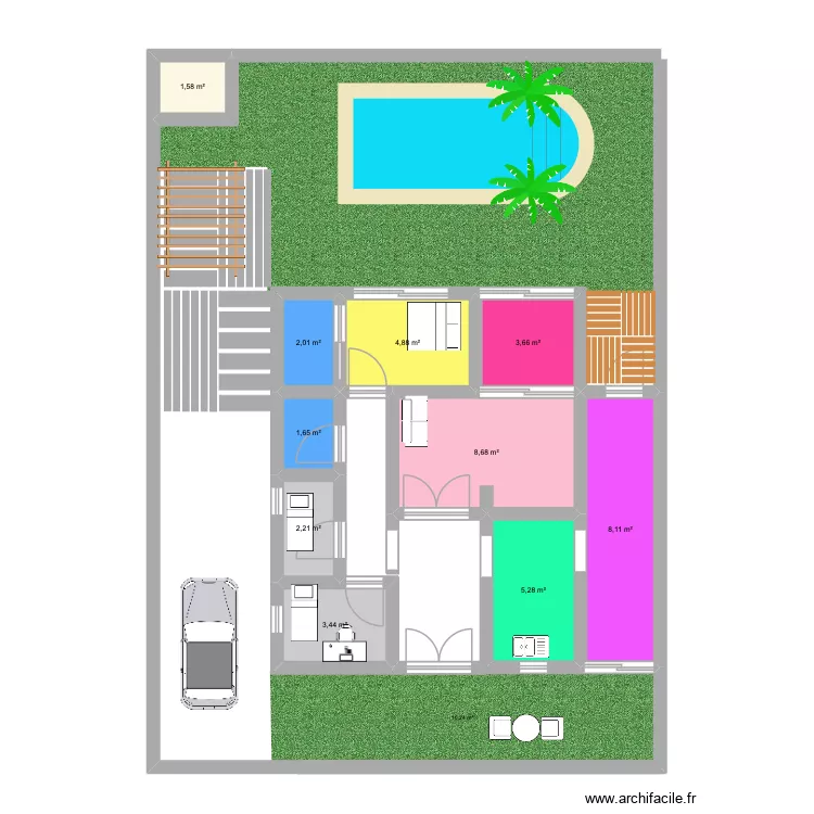 Casa Los Barrios. Floor plan with 10  and 41 m²