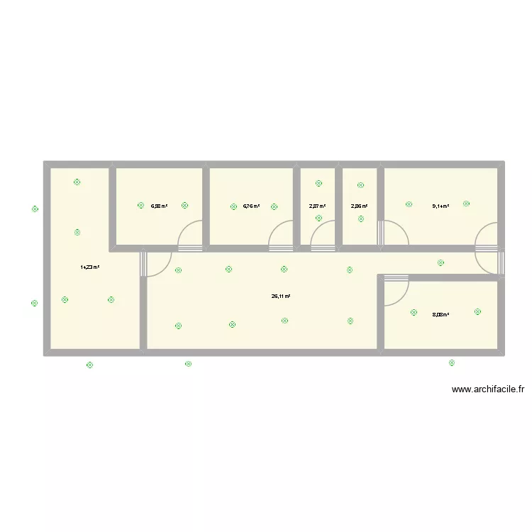casa posiciones de las lamparas. Floor plan with 8  and 77 m²
