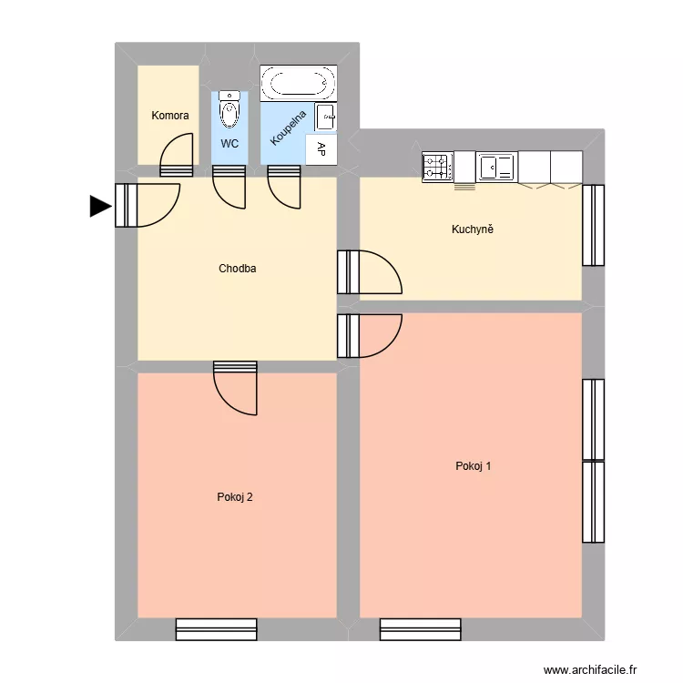 Marxova 370, byt 14. Floor plan with 13  and 193 m²