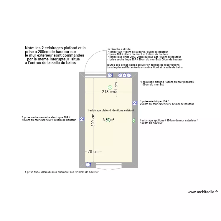 Amenagement salle de bains 4-1. Floor plan with 