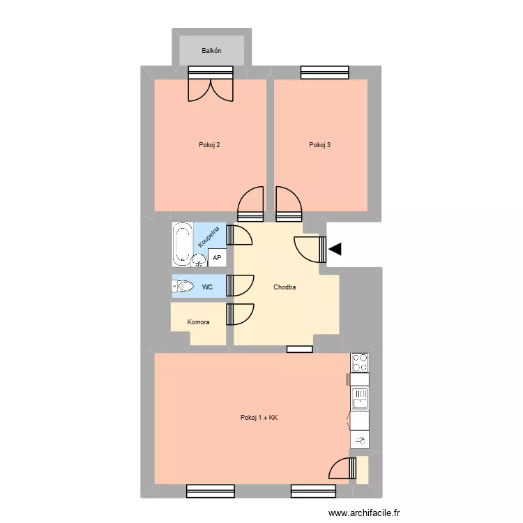 Hlavn&iacute; tř&iacute;da 397, byt 6. Floor plan with 17  and 200 m²
