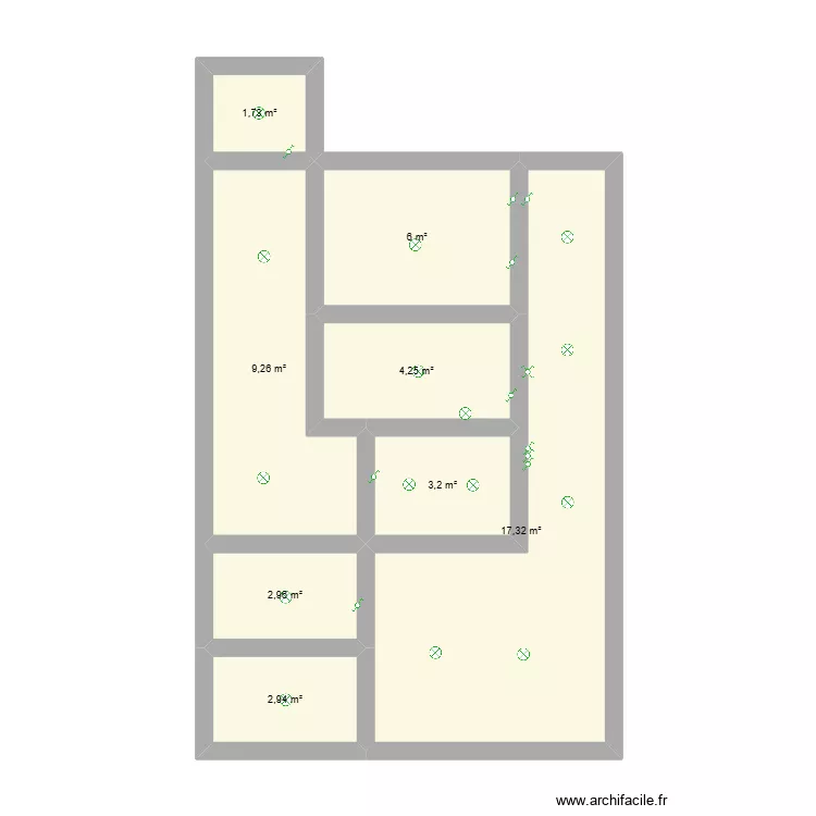 Casa Oscar. Floor plan with 8 rooms and 48 m²