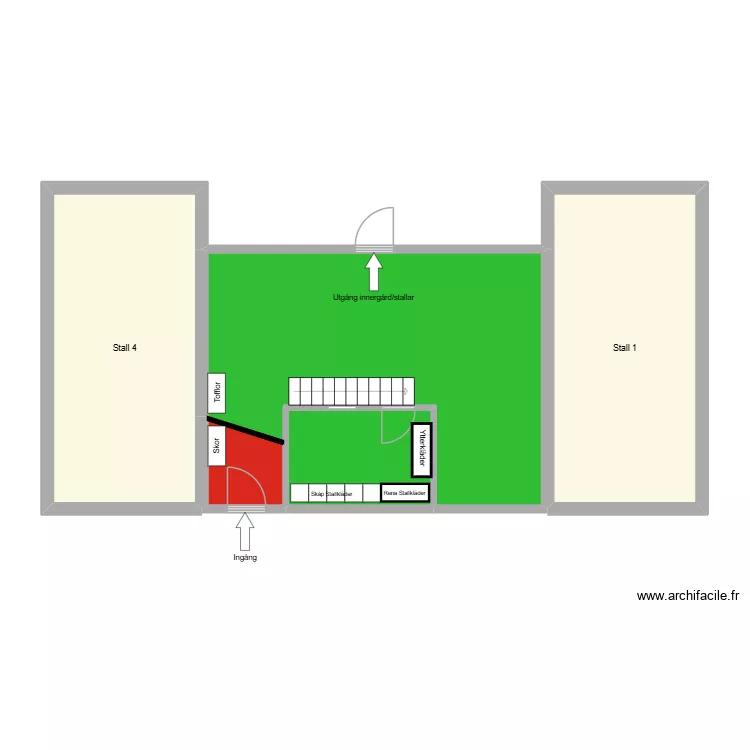 Hj&auml;rtungen omkl&auml;dning. Floor plan with 5  and 75 m²