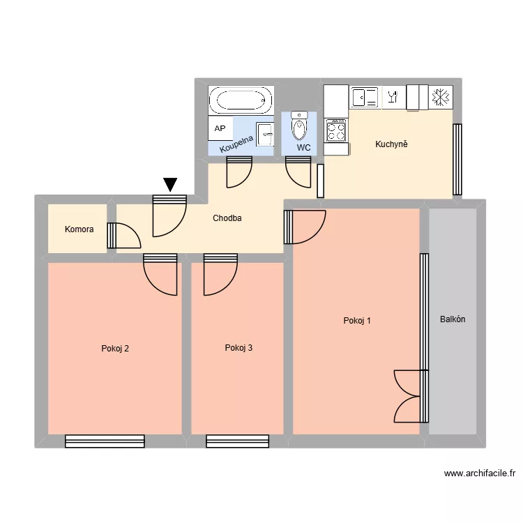 Dlouh&aacute; tř&iacute;da 1321, byt 11. Floor plan with 14  and 190 m²