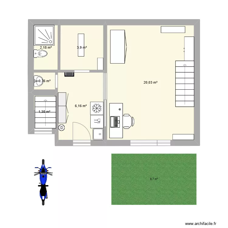 Lakas jelenlegi. Floor plan with 6  and 34 m²