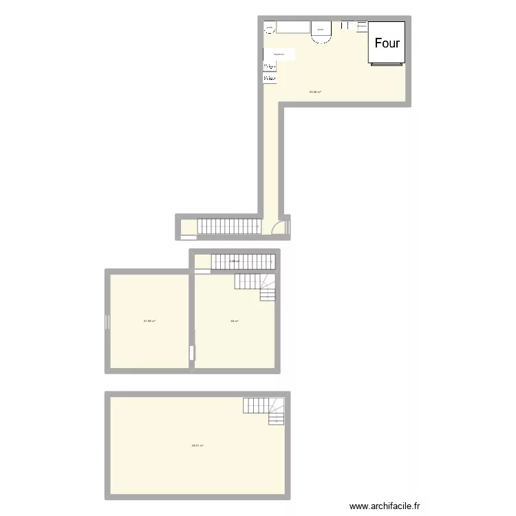 plan boulangerie yanis. Floor plan with 5  and 140 m²