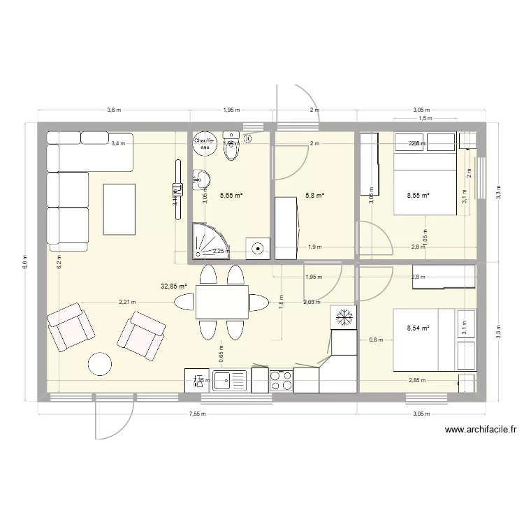 Eidsfjorveien. Floor plan with 5  and 61 m²
