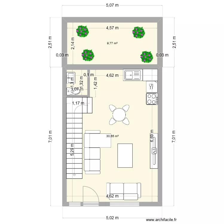 almendros 52 PB Nuevo. Floor plan with 2  and 40 m²