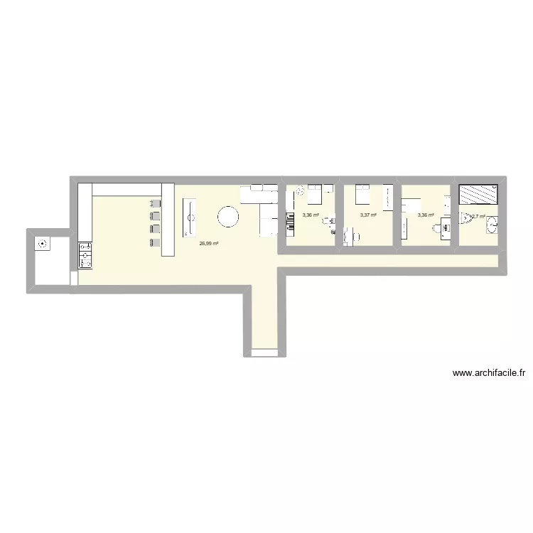 aps. Floor plan with 5  and 40 m²