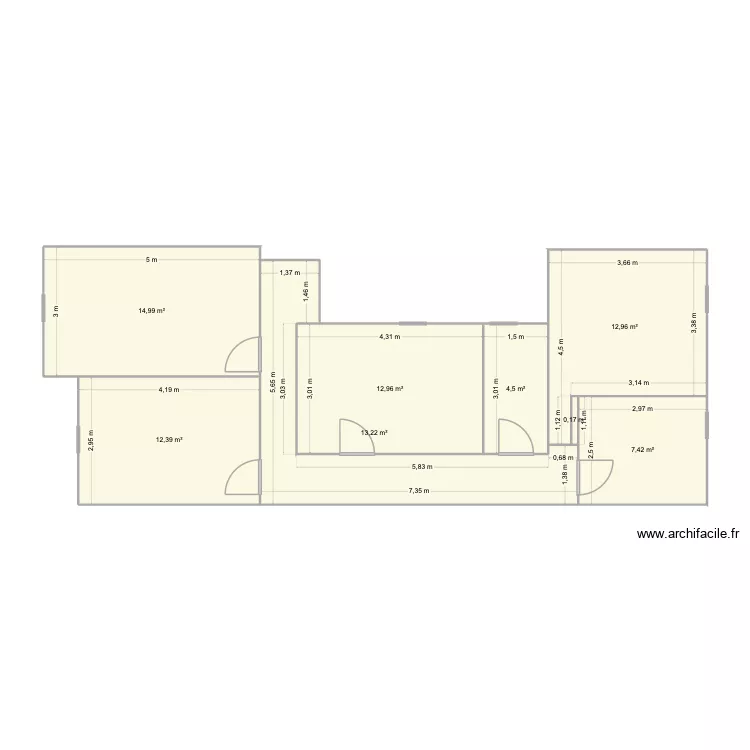 Casita. Floor plan with 8  and 79 m²