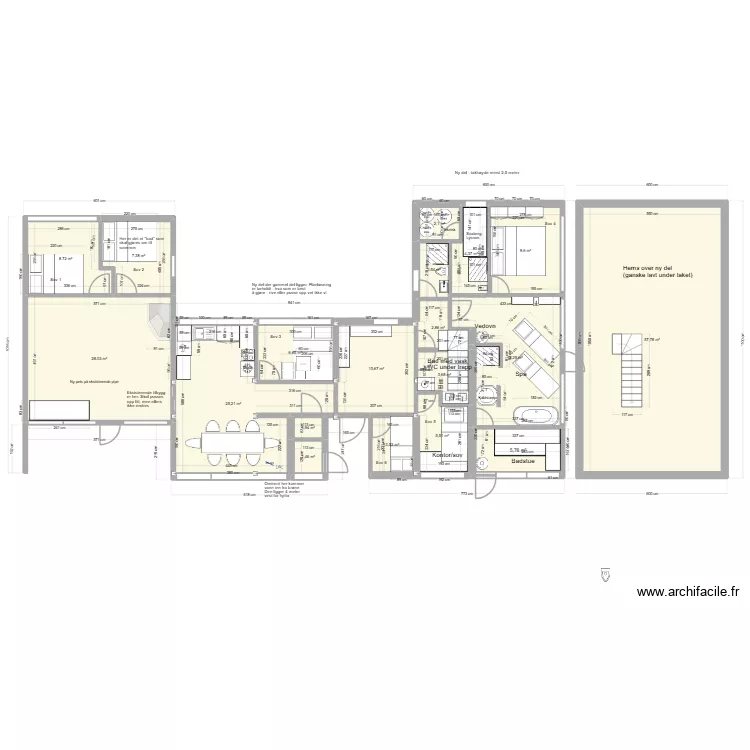 040126c. Floor plan with 19 rooms and 205 m²