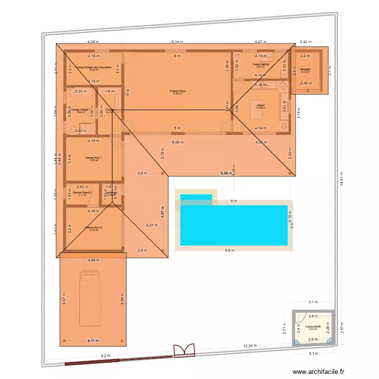 Maison 2. Floor plan with 12 and 143 m² Maison 2. Floor plan with 12 and 143 m²