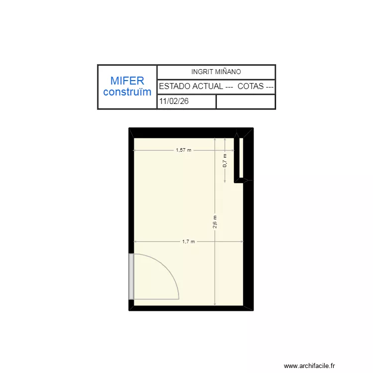 INGRIT MI&Ntilde;ANO--- ESTADO ACTUAL--- COTAS ---. Floor plan with 2 rooms and 4 m²