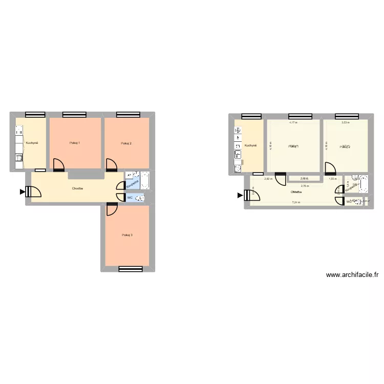 Budovatelsk&aacute; 463, byt 17. Floor plan with 17  and 141 m²
