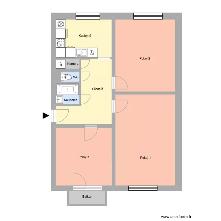 Radničn&iacute; 636 byt 9. Floor plan with 14 Rooms and 197 m²