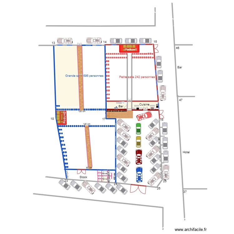 Ameublement des 2 salles. Floor plan with 0 room and 0 m2