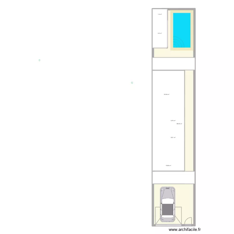 planta baixa 5x25. Floor plan with 7  and 105 m²