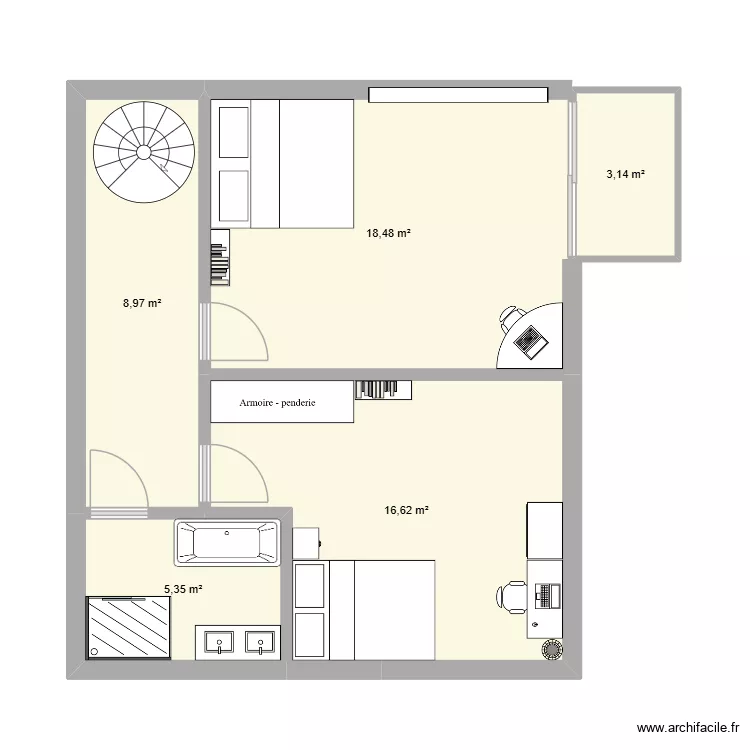 2. og. Floor plan with 5  and 53 m²