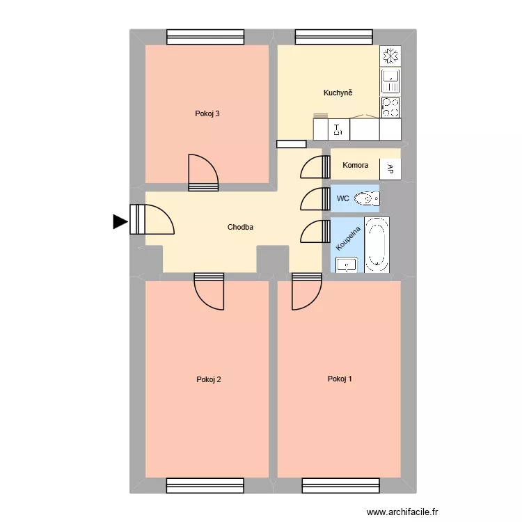 Fibichova 220, byt 2. Floor plan with 15  and 198 m²