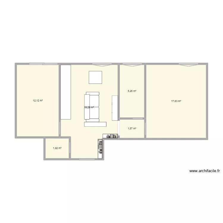 Casa Bellini. Floor plan with 6  and 58 m²