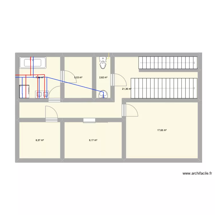 1ste verdieping. Floor plan with 7  and 70 m²