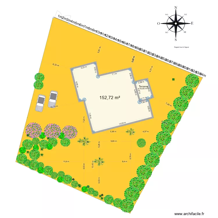 PLAN DE MASSE. Floor plan with 2 Rooms and 163 m² PLAN DE MASSE. Floor plan with 2 Rooms and 163 m²