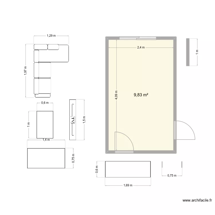 Salon Limpio. Floor plan with 1  and 10 m²