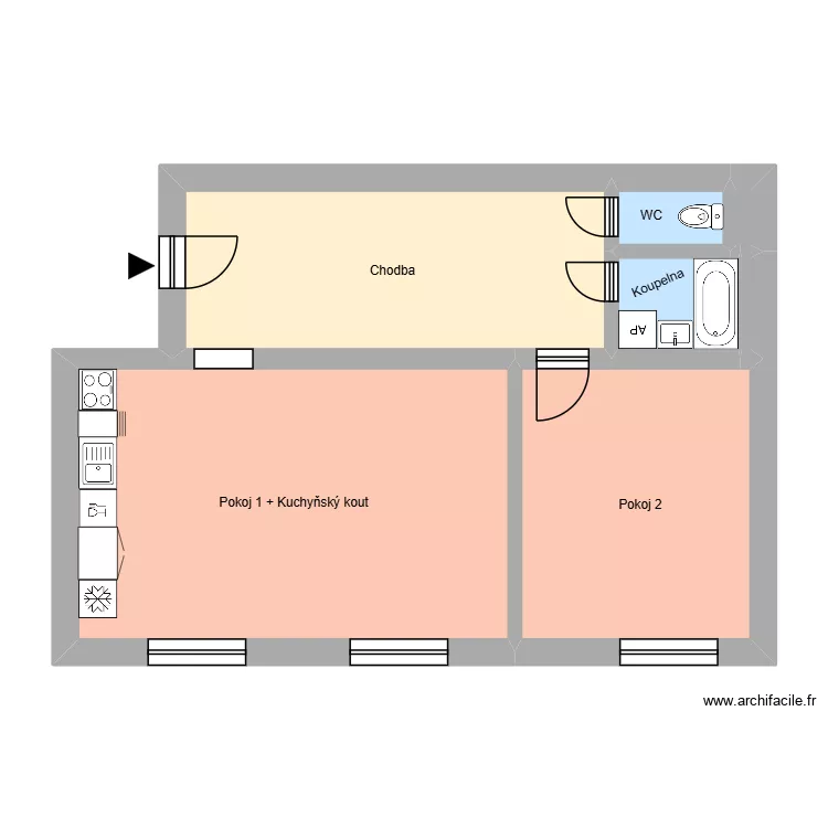 Čs. exilu 535, byt 12. Floor plan with 11  and 184 m²