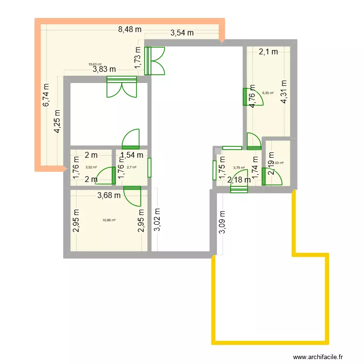 Casa Original. Floor plan with 7  and 52 m²