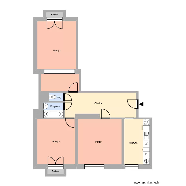 Čs. exilu 478, byt 13. Floor plan with 18  and 205 m²