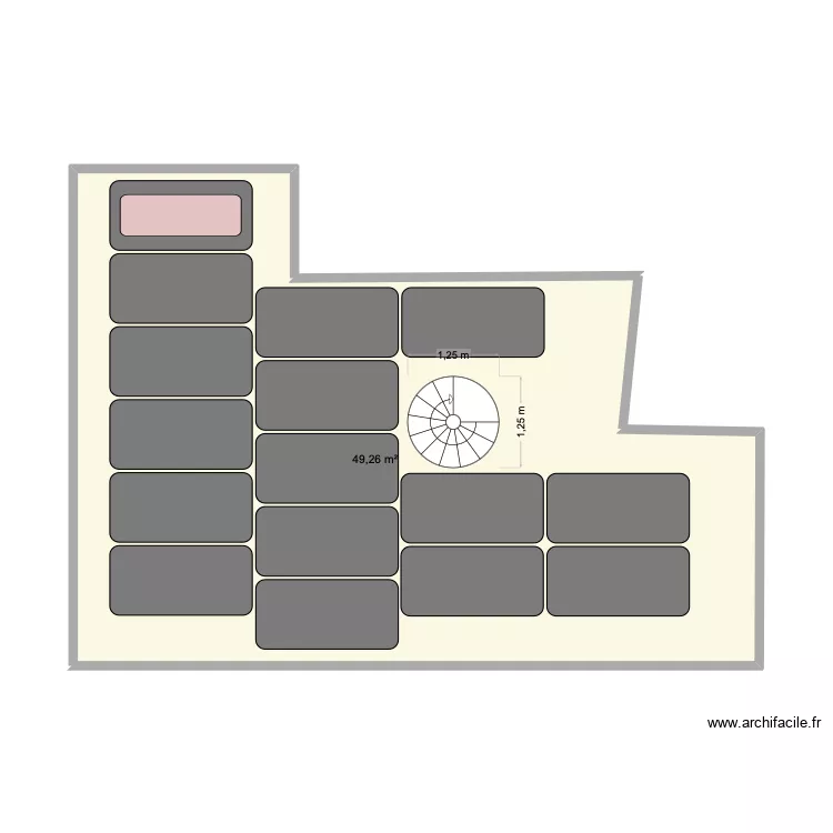 Down Floor. Floor plan with 1 Room and 49 m²
