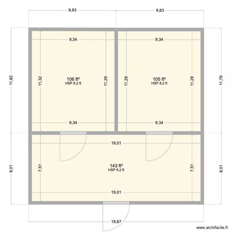 Rento - 2 Chambers + Ante 10x12. Floor plan with 