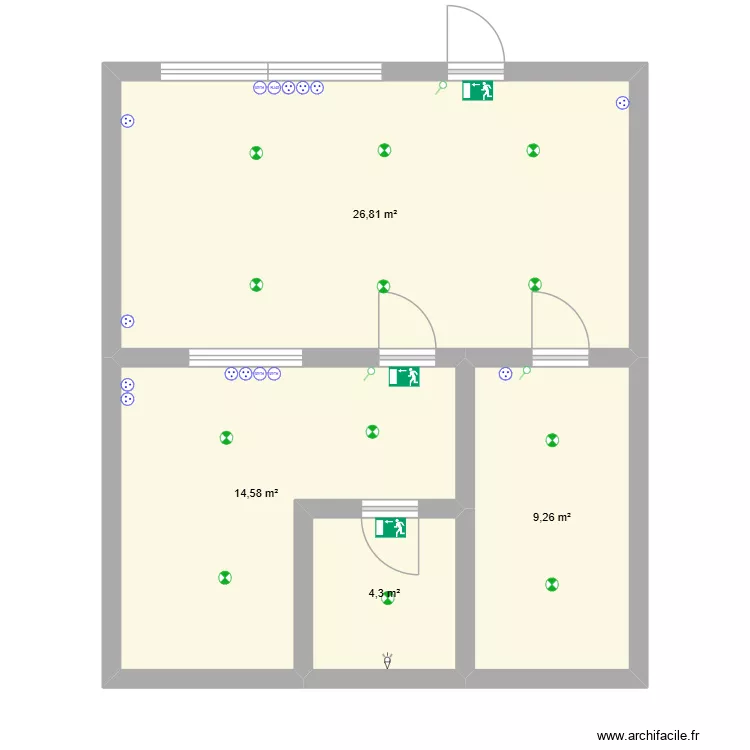 Home Box RDC Bureaux. Floor plan with 4 Rooms and 55 m² Home Box RDC Bureaux. Floor plan with 4 Rooms and 55 m²