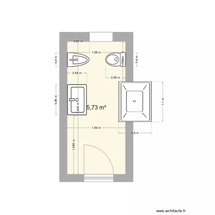 bagno. Floor plan with 1  and 6 m²