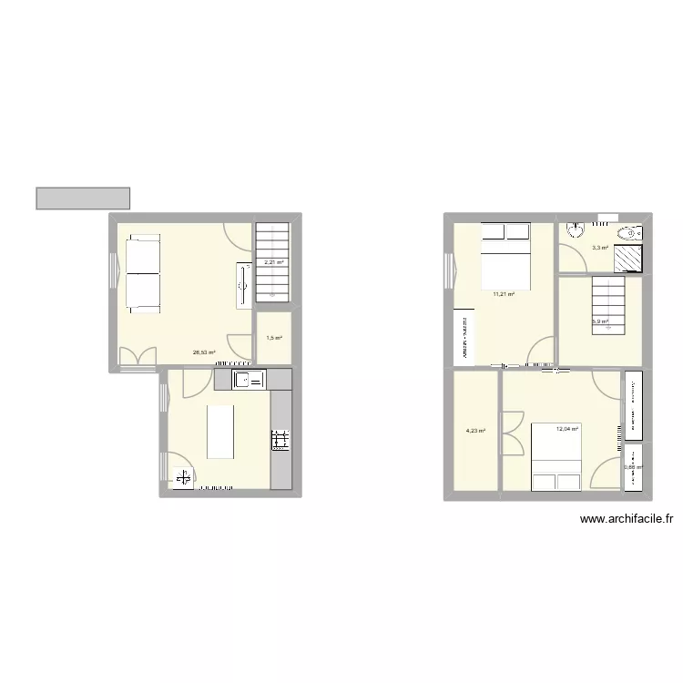 Cabreiro_1. Floor plan with 9  and 68 m²