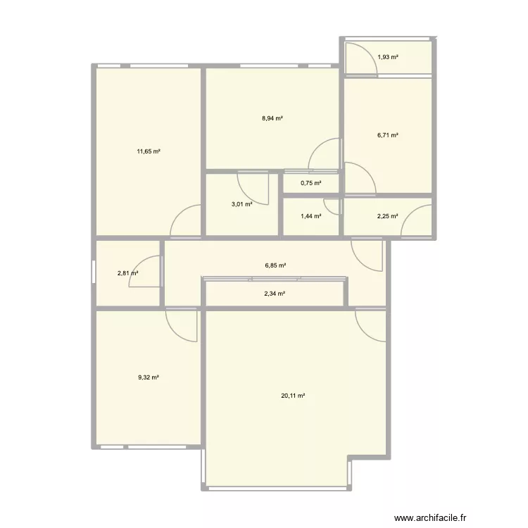 planta_limpa. Floor plan with 13  and 78 m²
