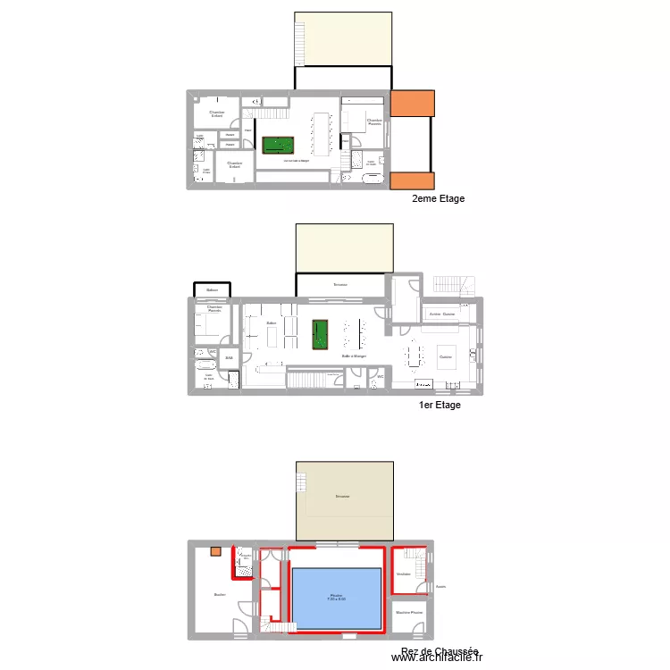 Pac&eacute;  Projet 3 Grange. Floor plan with 31  and 402 m²