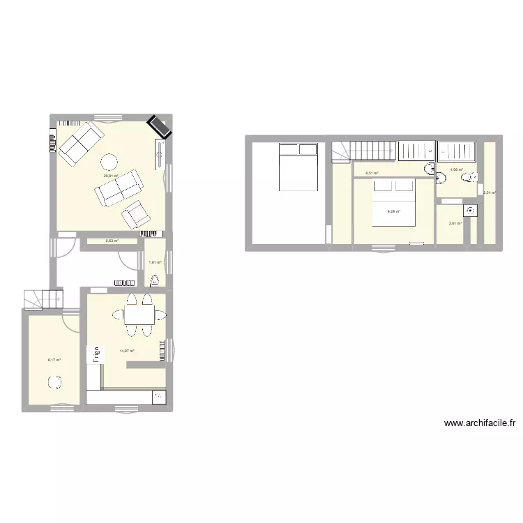 chantilly rdc. Floor plan with 10  and 73 m²