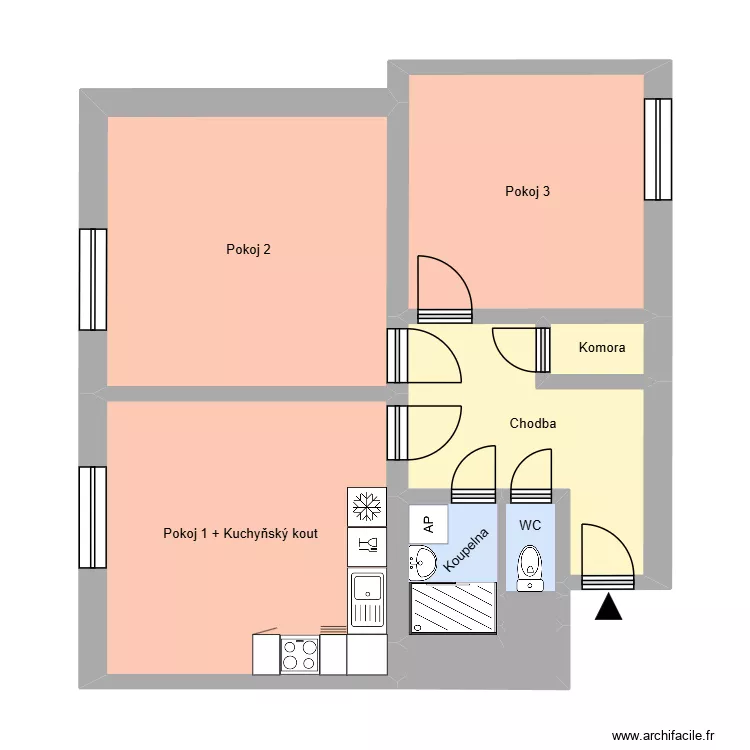n&aacute;m. jana nerudy 612, byt 12. Floor plan with 13  and 183 m²