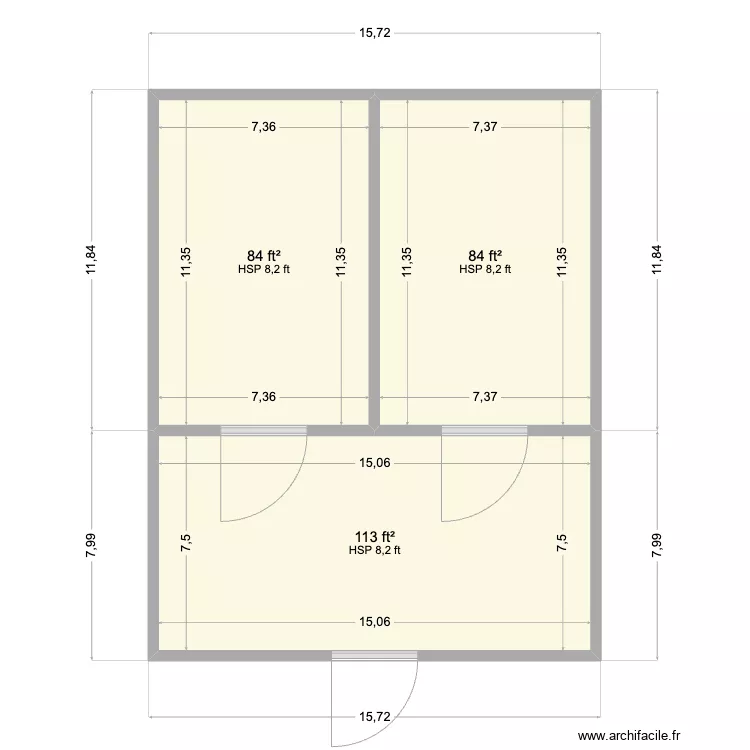 Rento - 2 8x12 Chambers + Ante. Floor plan with 